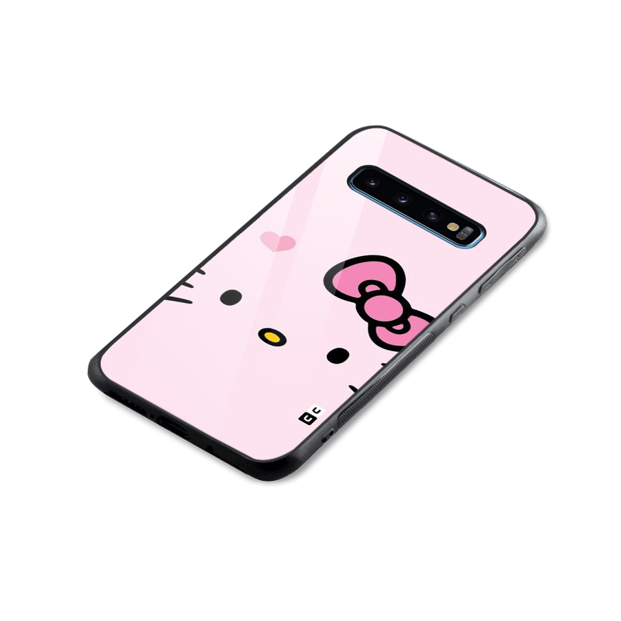 Cute Bow Face Glass Back Case for Galaxy S10