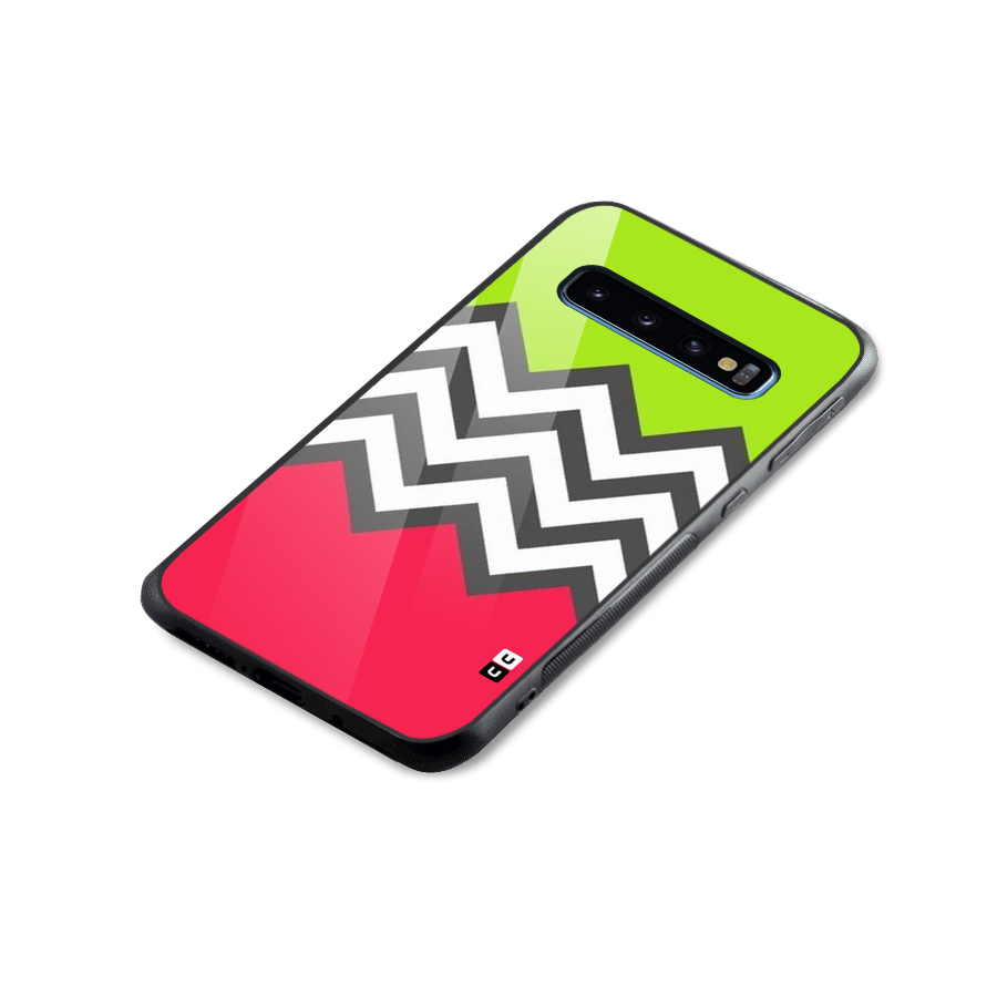 Cute Chevron Glass Back Case for Galaxy S10
