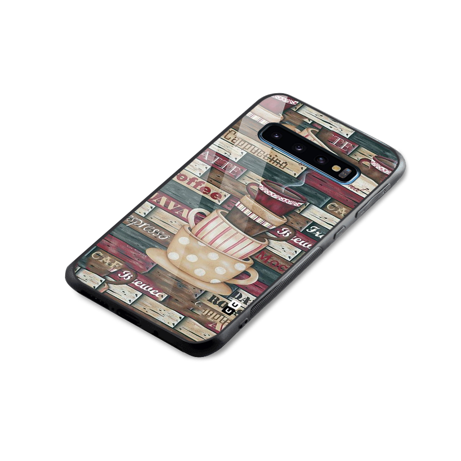 Cute Coffee Cups Glass Back Case for Galaxy S10