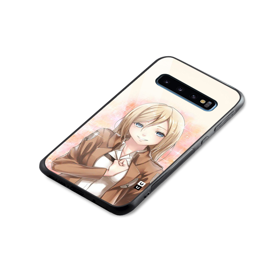 Cute Girl Art Glass Back Case for Galaxy S10