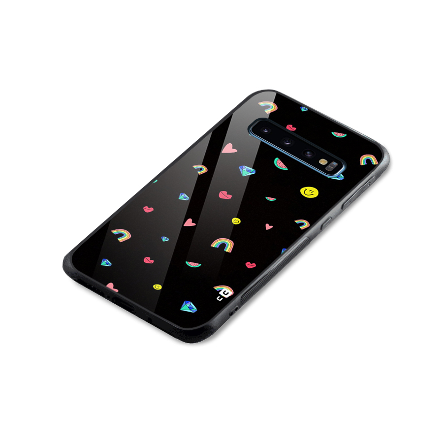 Cute Multicolor Shapes Glass Back Case for Galaxy S10