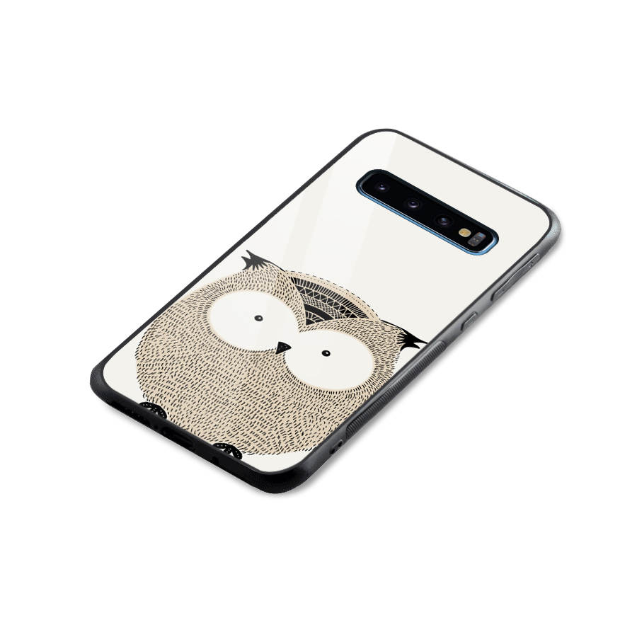 Cute Owl Glass Back Case for Galaxy S10