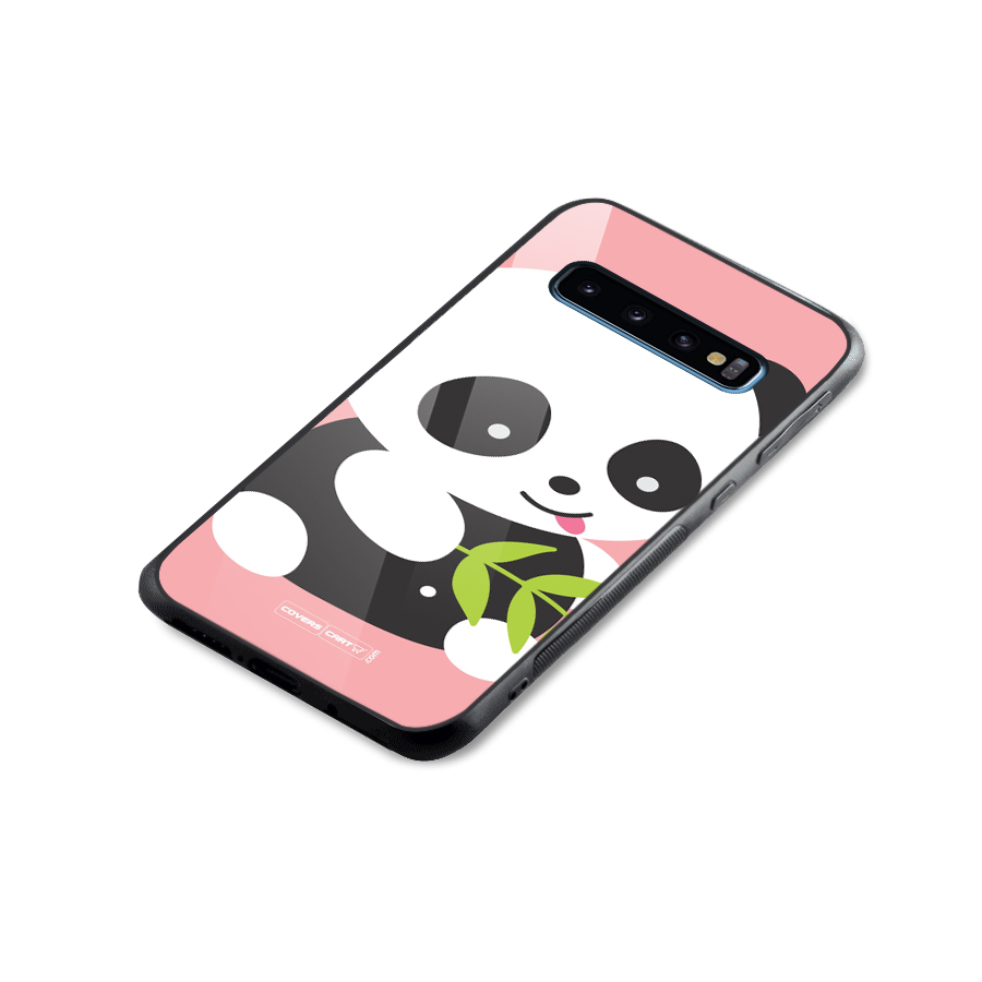 Cute Panda Pink Glass Back Case for Galaxy S10