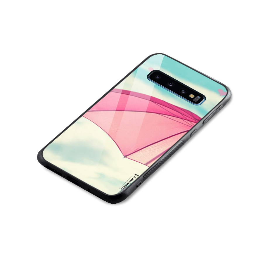 Cute Pink Umbrella Glass Back Case for Galaxy S10