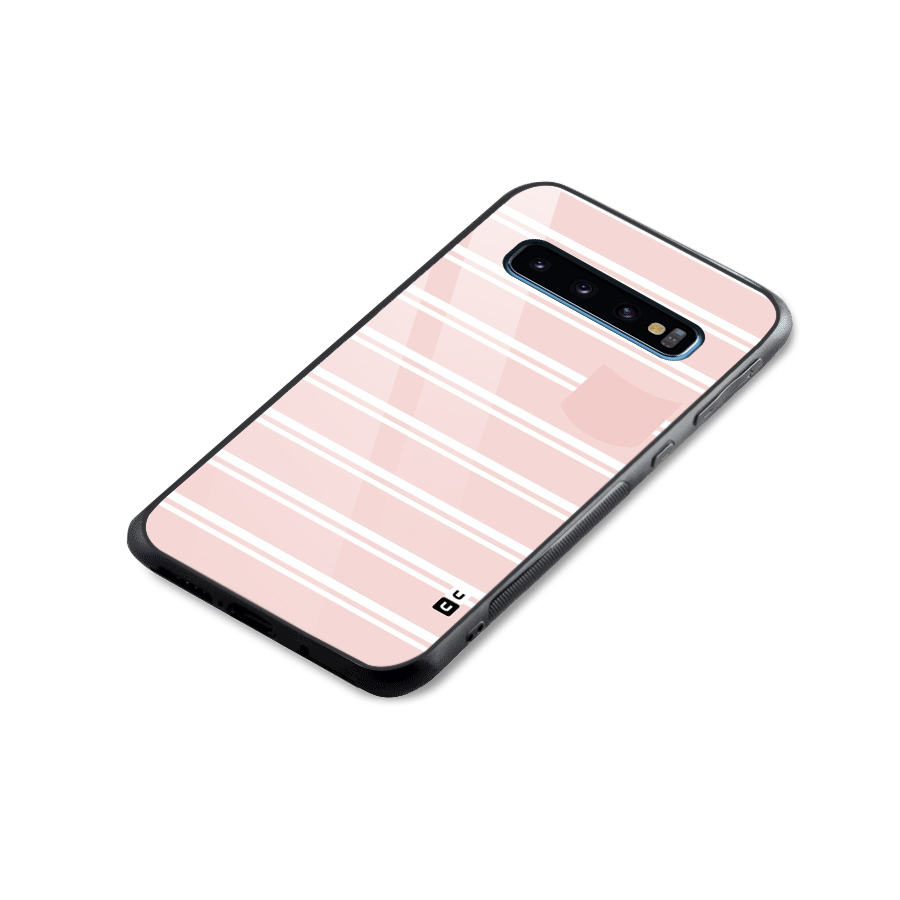 Cute Pocket Striped Glass Back Case for Galaxy S10