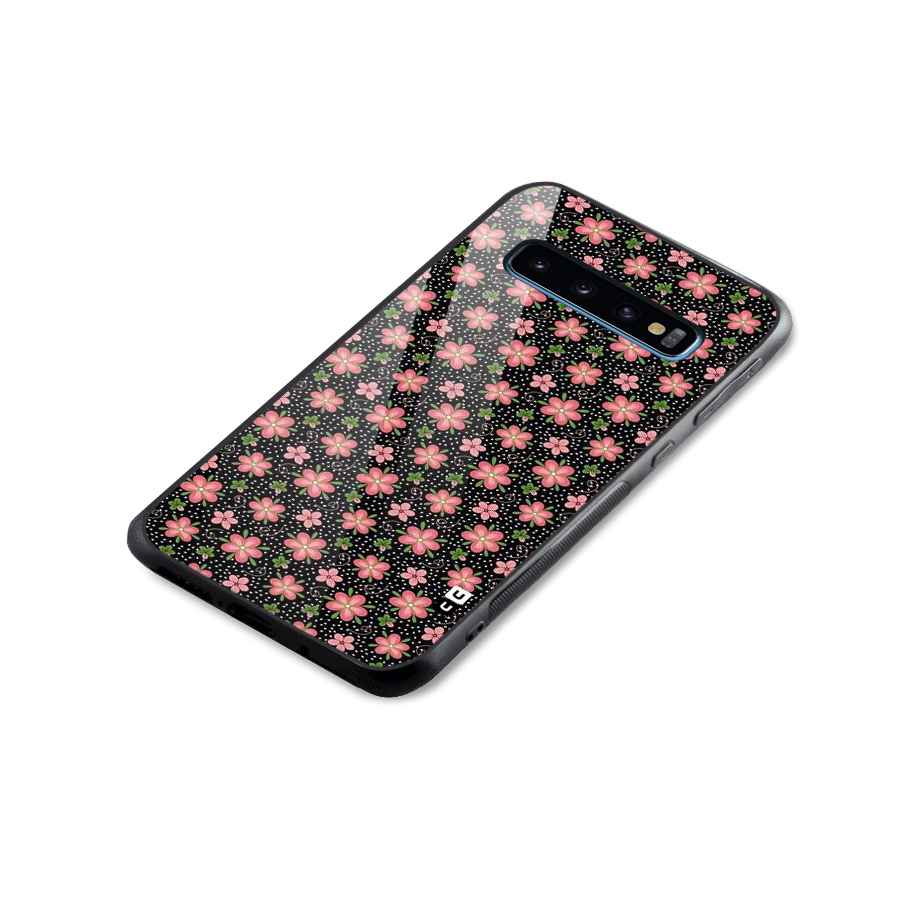 Cute Tiny Flowers Glass Back Case for Galaxy S10