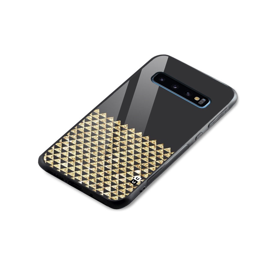 Dark Grey Golden Triangles Glass Back Case for Galaxy S10