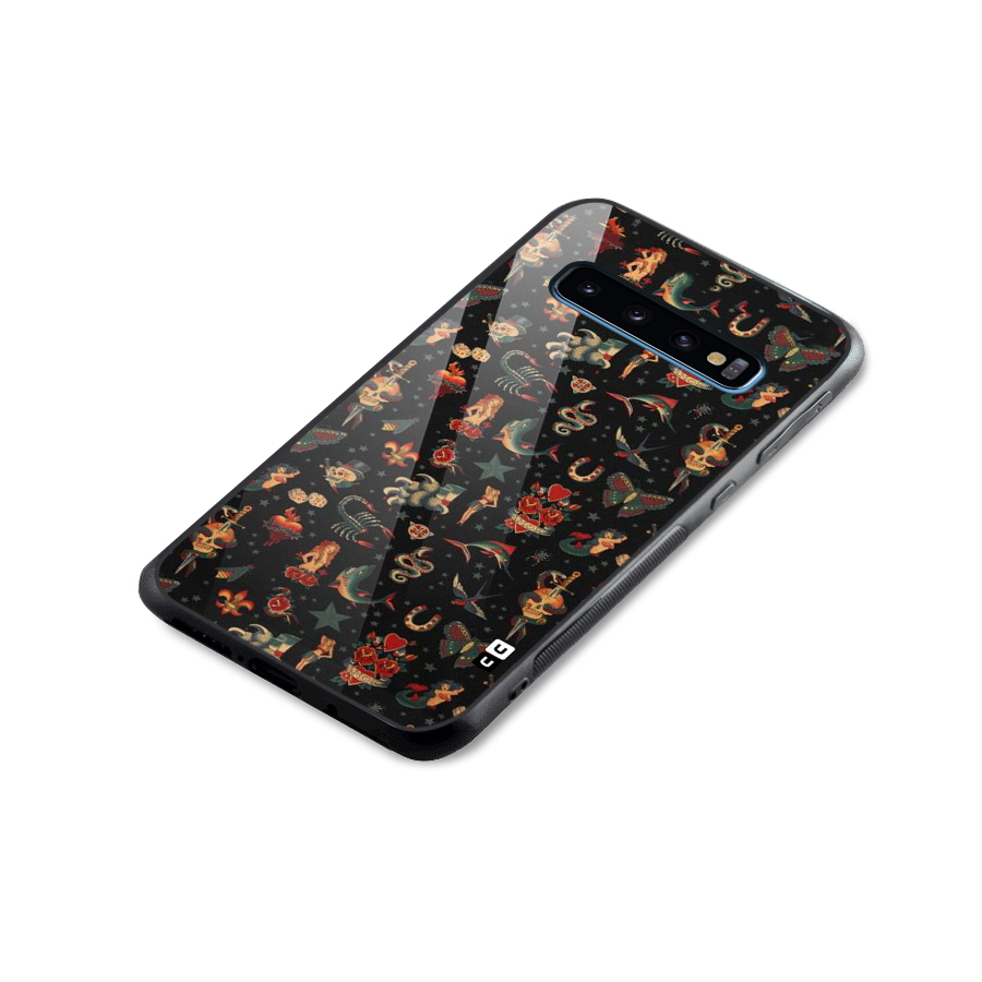 Dark Pattern Glass Back Case for Galaxy S10