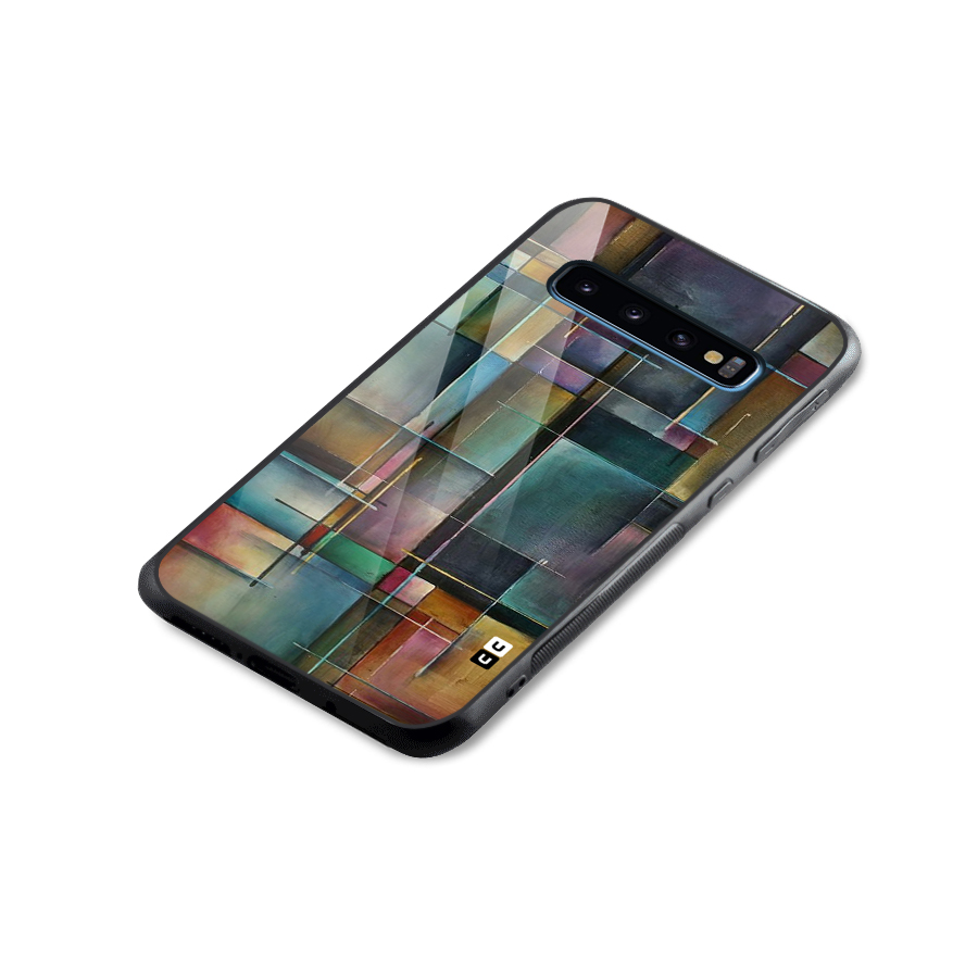 Dark Square Shapes Glass Back Case for Galaxy S10