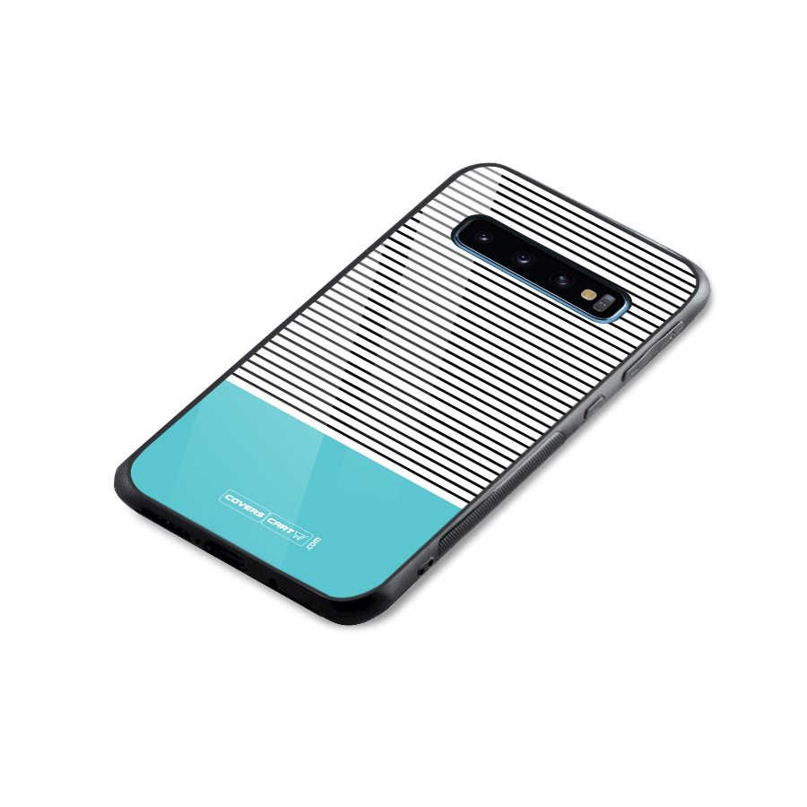 Deep Sky Blue Stripes Glass Back Case for Galaxy S10