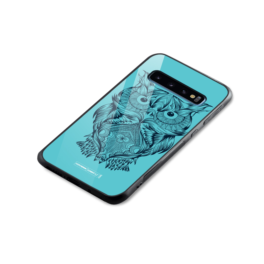 Designer Owl Glass Back Case for Galaxy S10