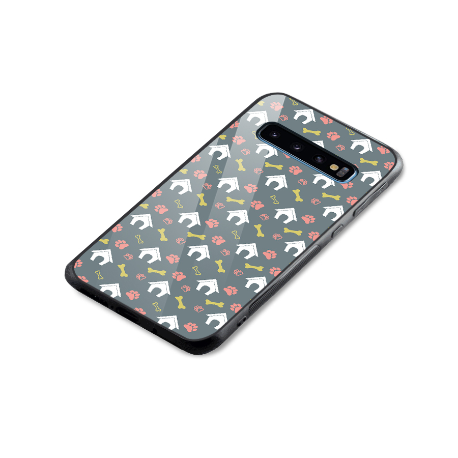 Dog Pattern Glass Back Case for Galaxy S10
