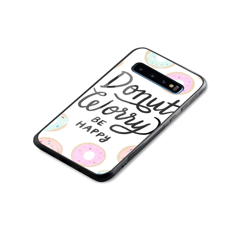 Donut Worry Be Happy Glass Back Case for Galaxy S10