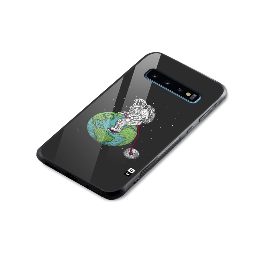 Earth Space Doodle Glass Back Case for Galaxy S10