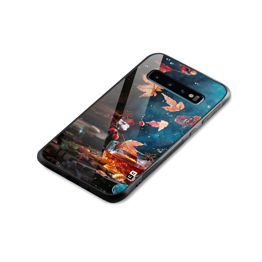 Falling Leaves Tea Glass Back Case for Galaxy S10