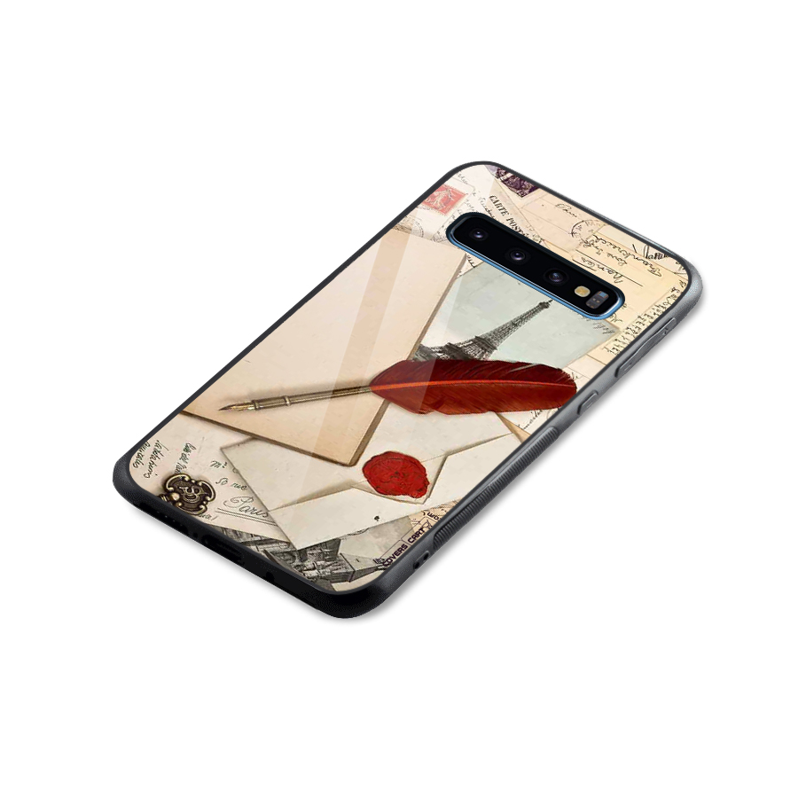 Feather Beauty Glass Back Case for Galaxy S10