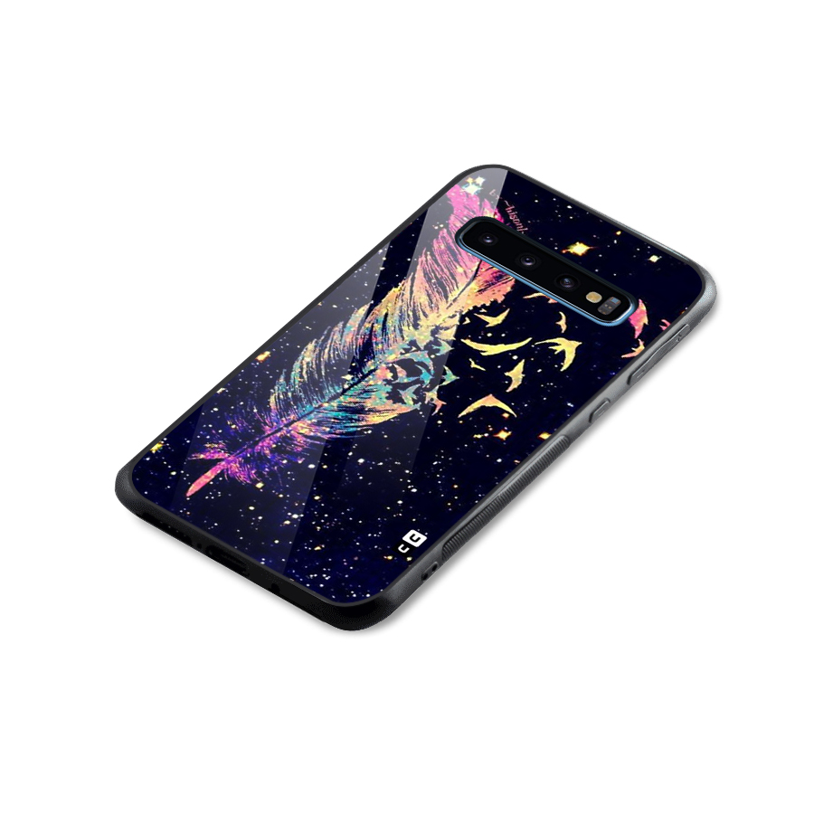 Feather Bird Fly Glass Back Case for Galaxy S10