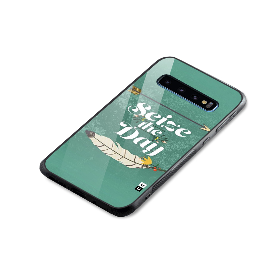 Feather Seize Glass Back Case for Galaxy S10
