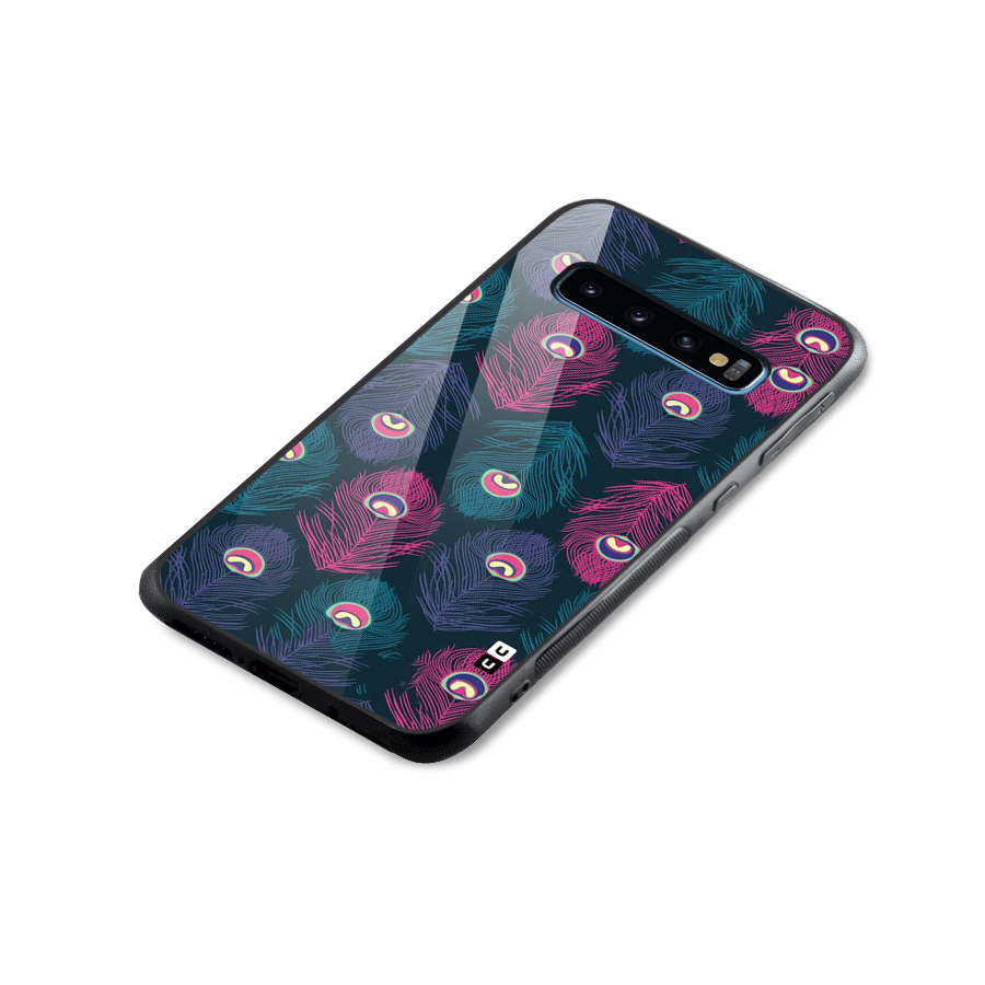 Feathers Patterns Glass Back Case for Galaxy S10