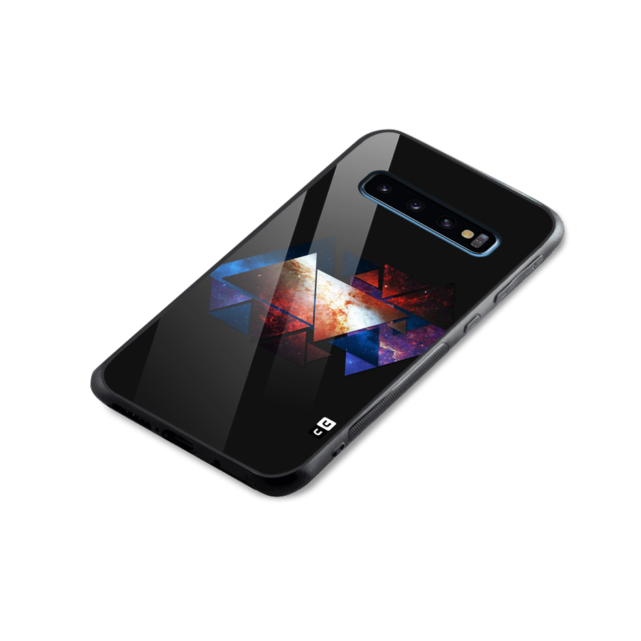 Fire Galaxy Triangles Glass Back Case for Galaxy S10