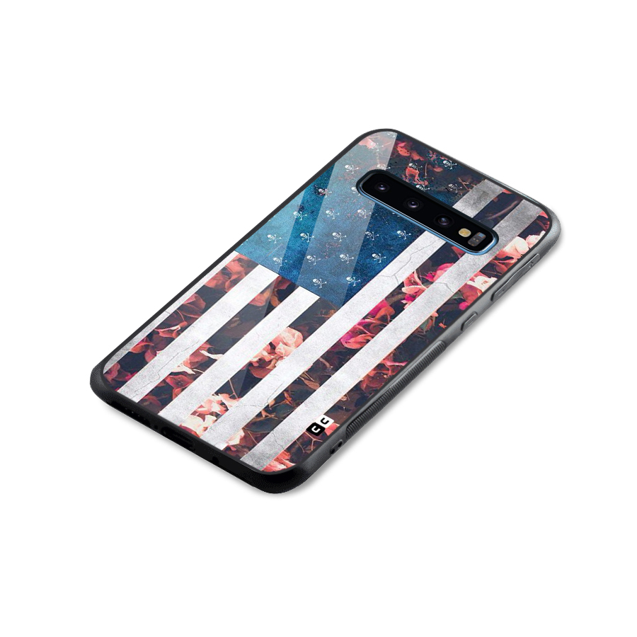 Flag Stripes Glass Back Case for Galaxy S10