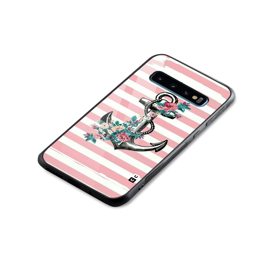 Floral Anchor Glass Back Case for Galaxy S10