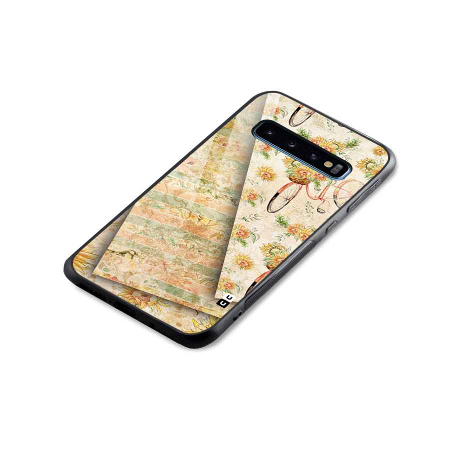 Floral Bicycle Glass Back Case for Galaxy S10