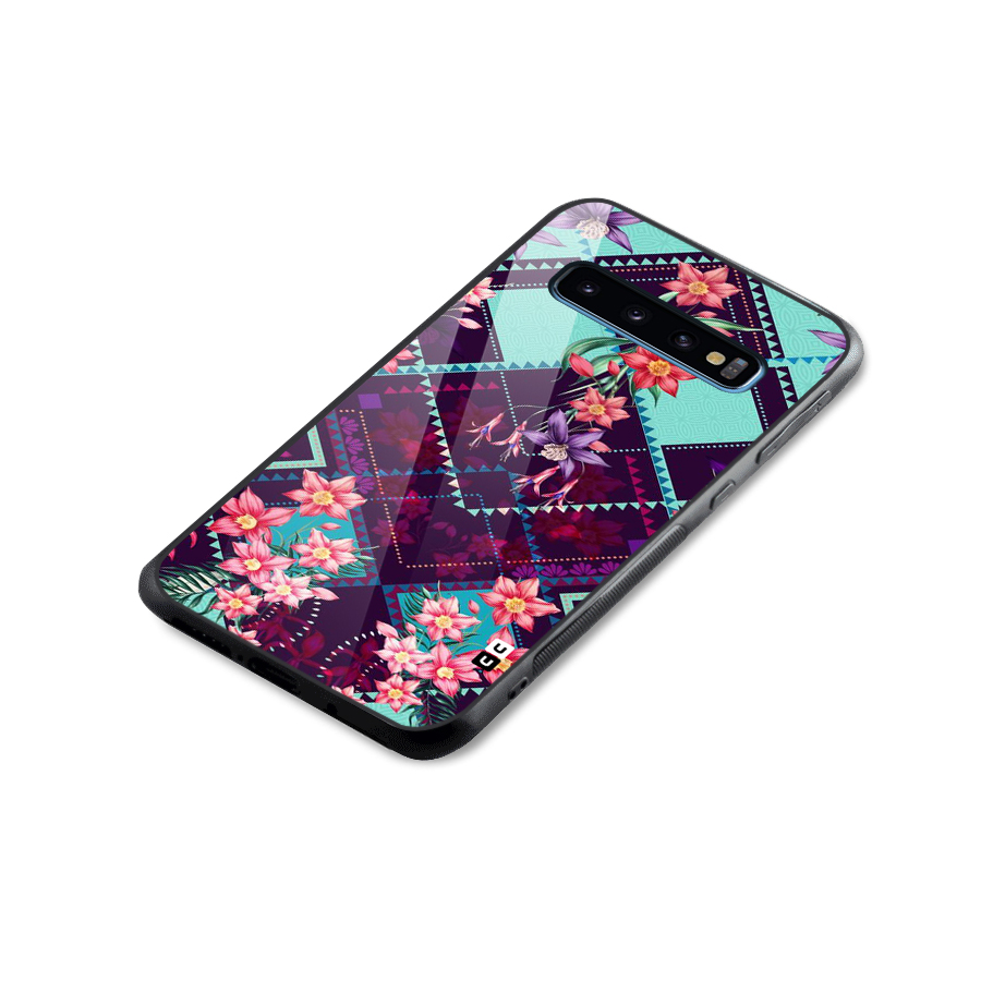 Floral Diamonds Glass Back Case for Galaxy S10