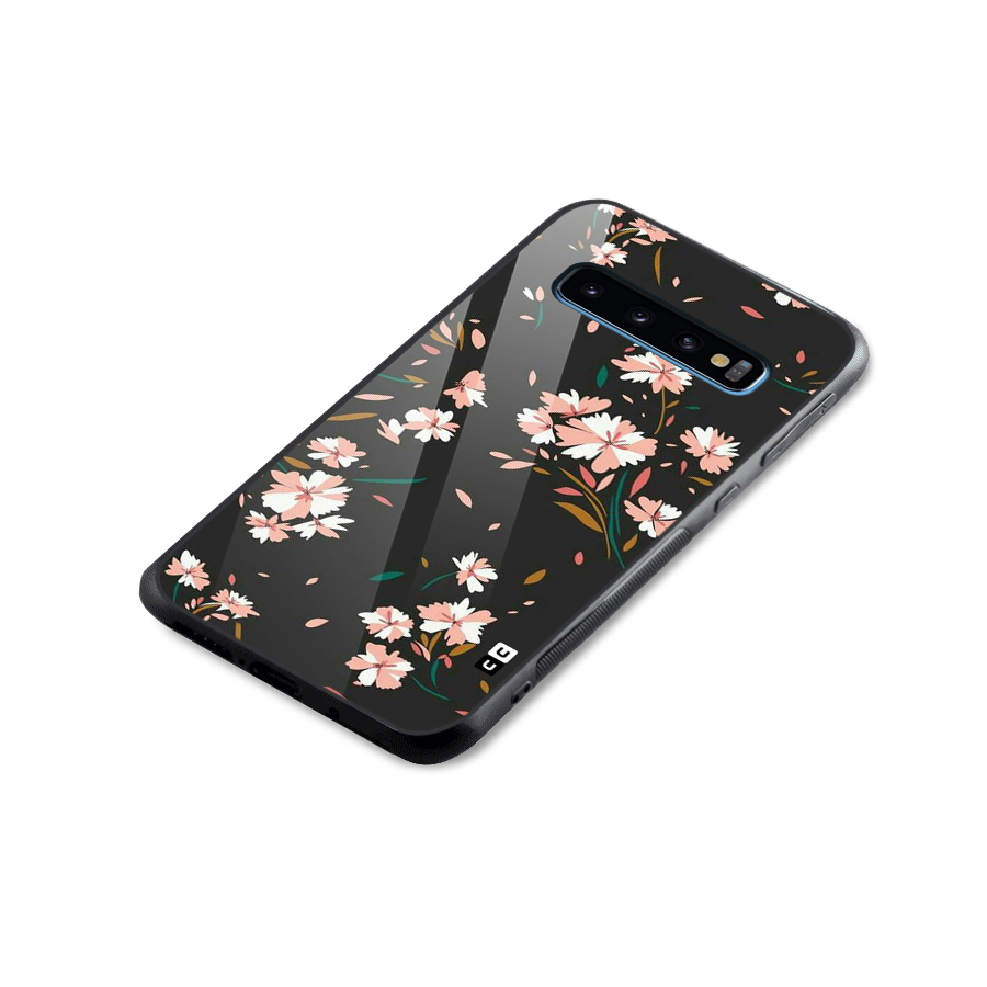 Floral Petals Peach Glass Back Case for Galaxy S10