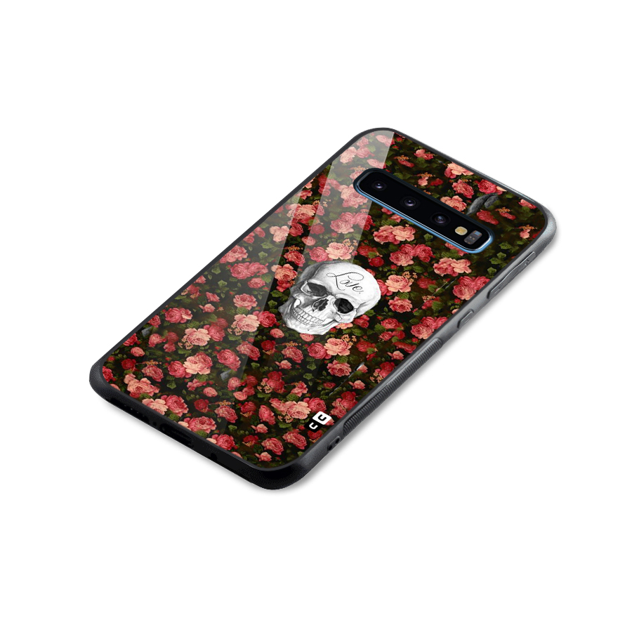 Floral Skull Love Glass Back Case for Galaxy S10