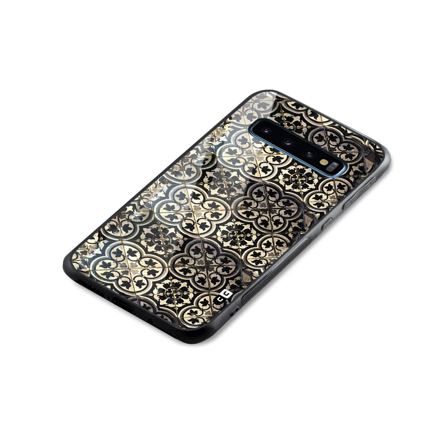 Floral Tile Glass Back Case for Galaxy S10