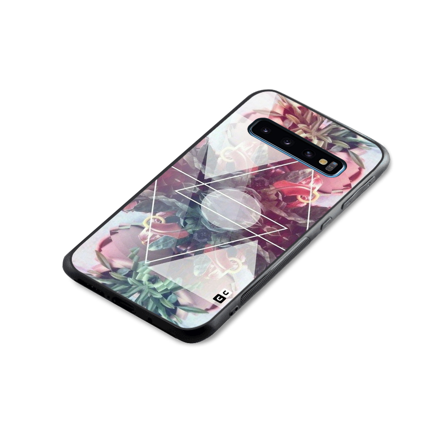Floral Triangle Glass Back Case for Galaxy S10