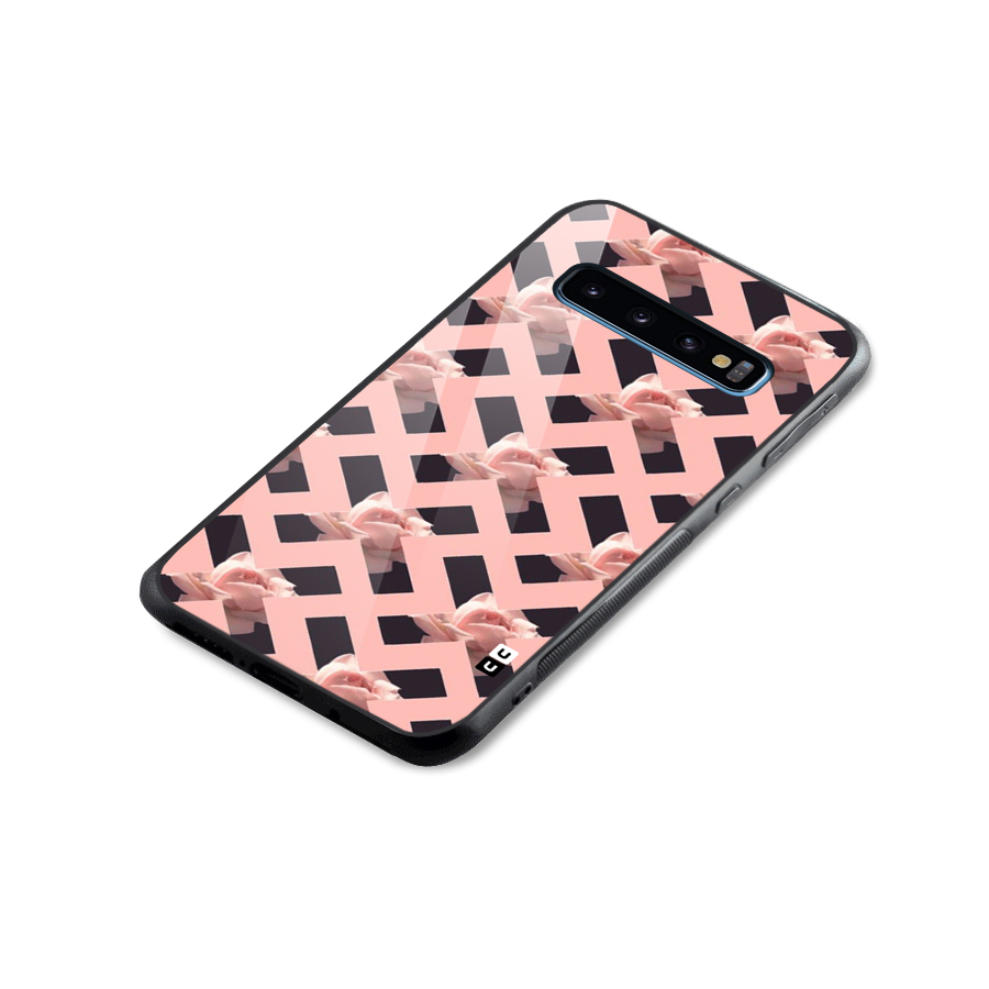 Floral X Design Glass Back Case for Galaxy S10