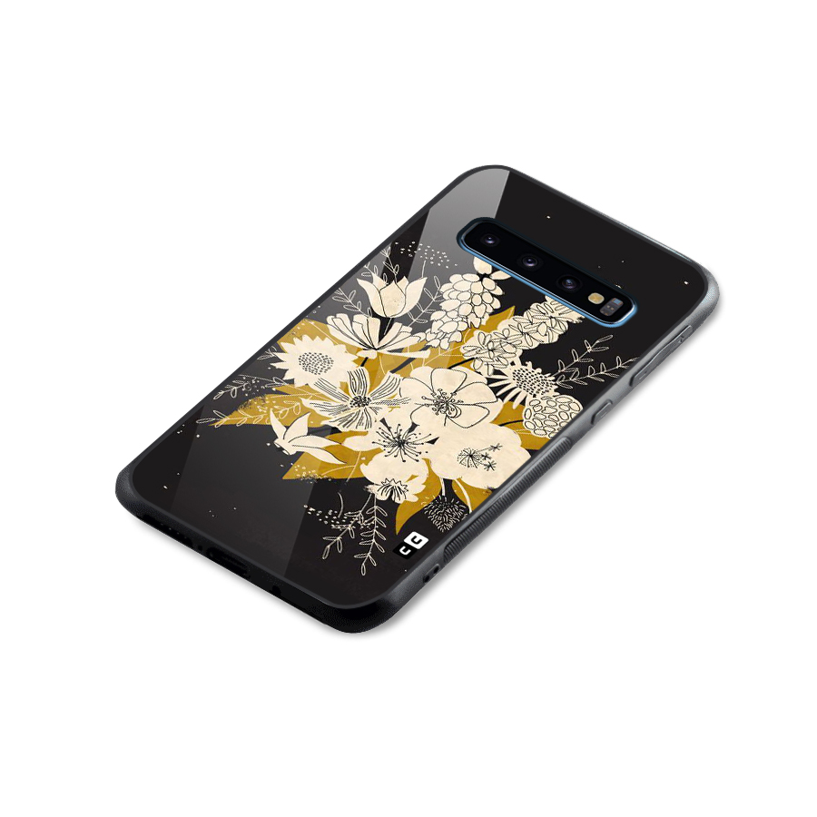 Flower Drawing Glass Back Case for Galaxy S10