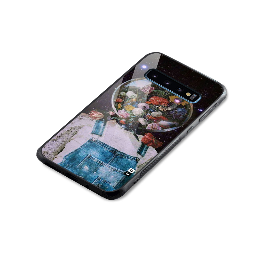 Flower Face Glass Back Case for Galaxy S10