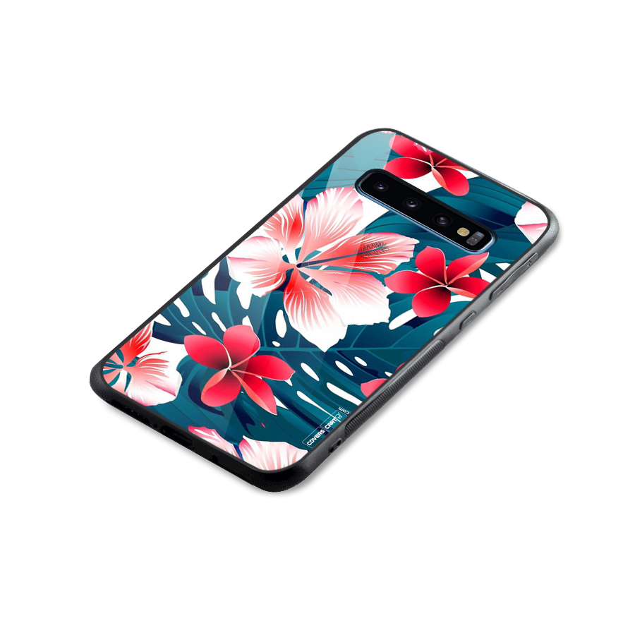 Flower design Glass Back Case for Galaxy S10