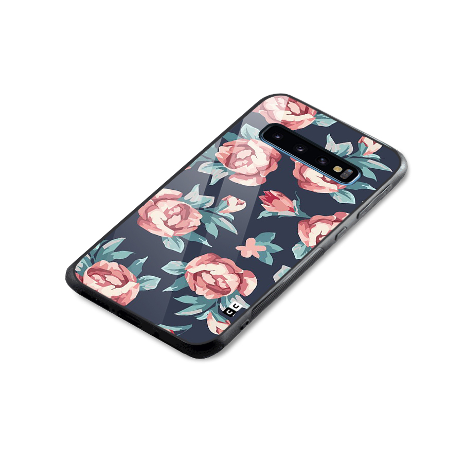 Flowers Painting Glass Back Case for Galaxy S10