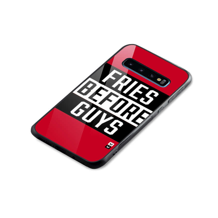 Fries Love Stripes Glass Back Case for Galaxy S10