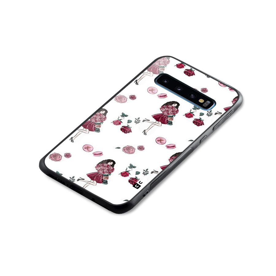 Girl With Flowers Glass Back Case for Galaxy S10