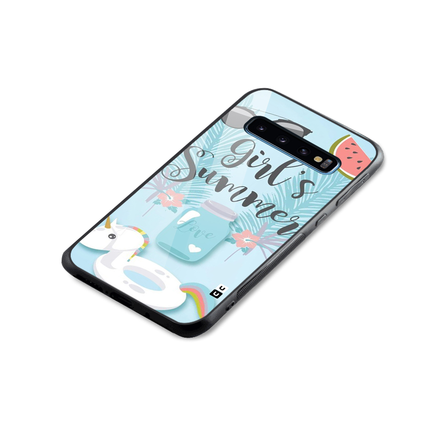Girls Summer Glass Back Case for Galaxy S10