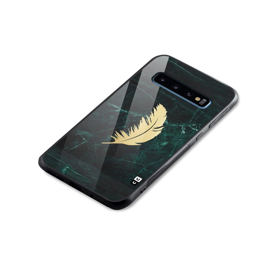 Golden Feather Glass Back Case for Galaxy S10