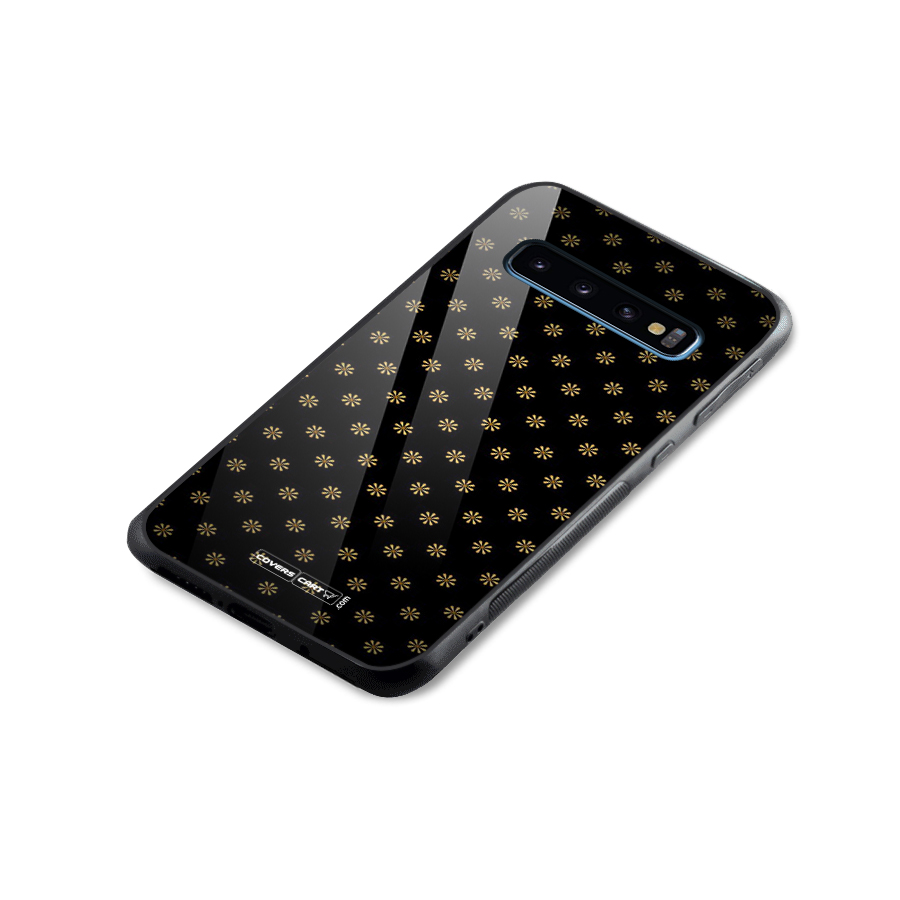 Golden Flowers Glass Back Case for Galaxy S10