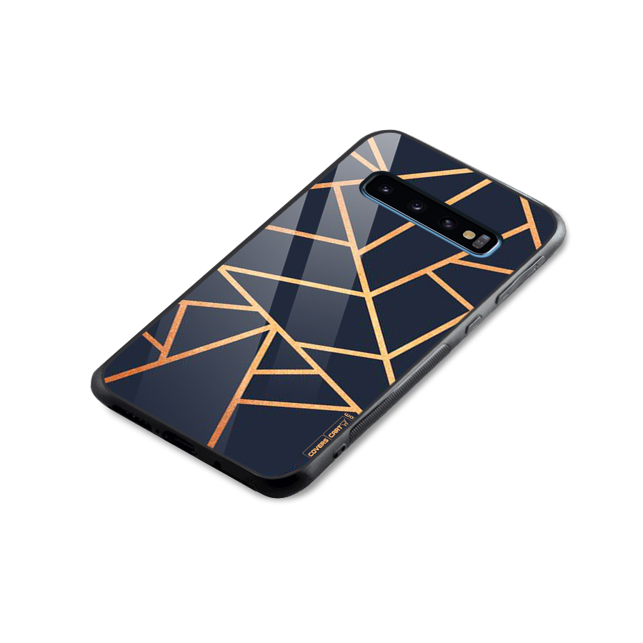 Golden Pattern Glass Back Case for Galaxy S10
