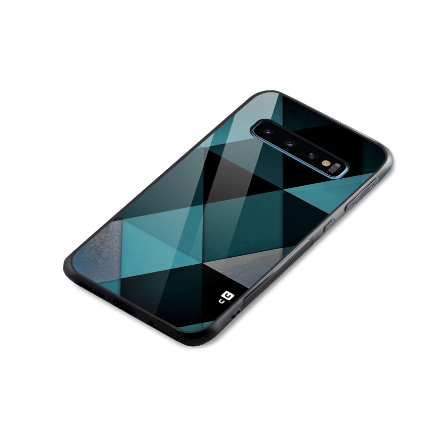 Green Black Shapes Glass Back Case for Galaxy S10