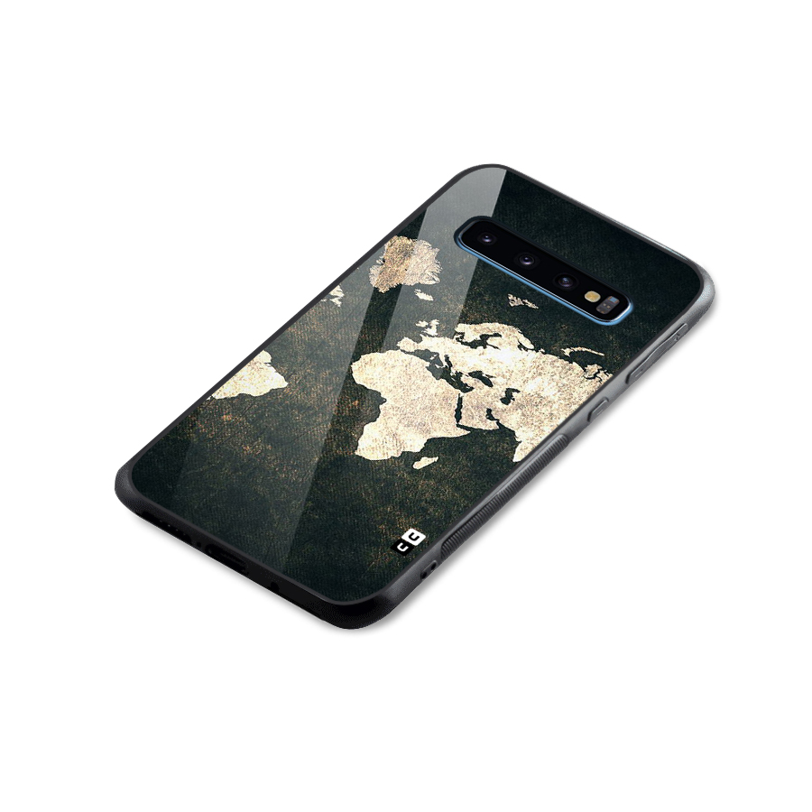 Green Gold Map Design Glass Back Case for Galaxy S10