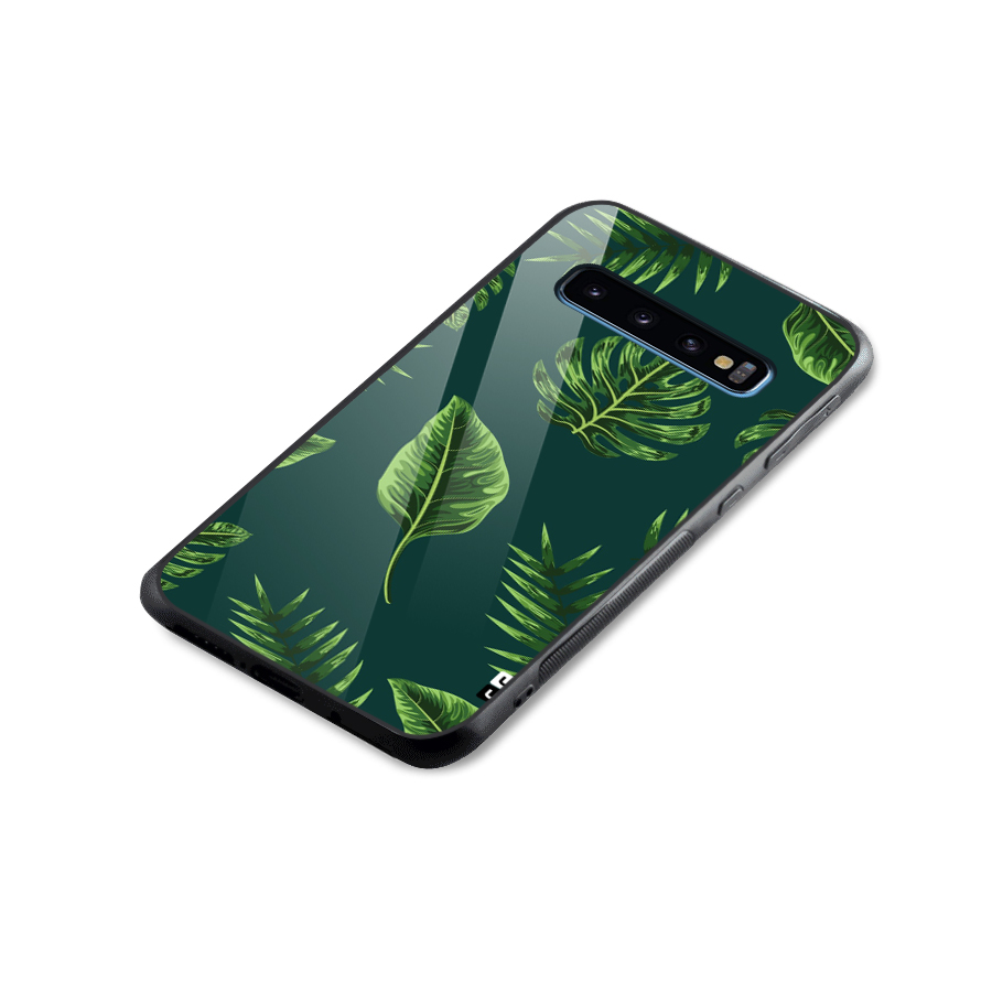 Green Leafs Glass Back Case for Galaxy S10