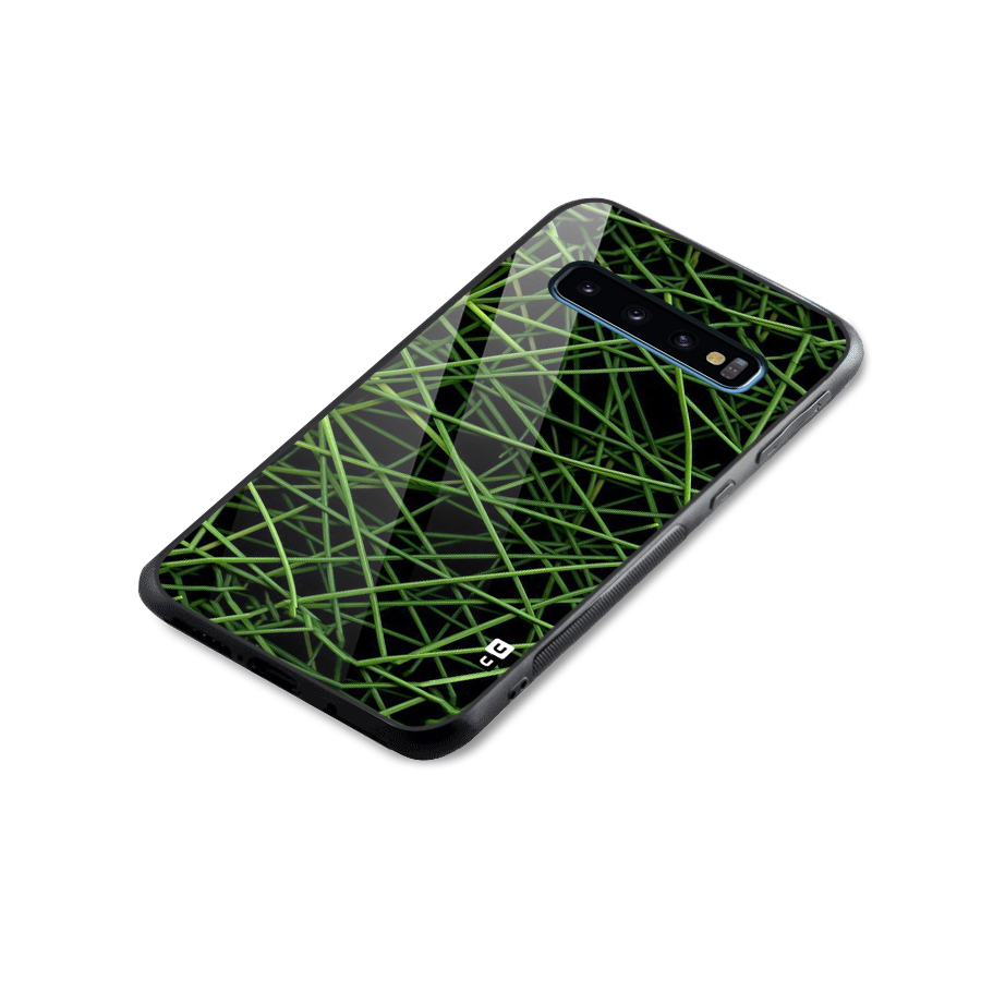 Green Lines Glass Back Case for Galaxy S10