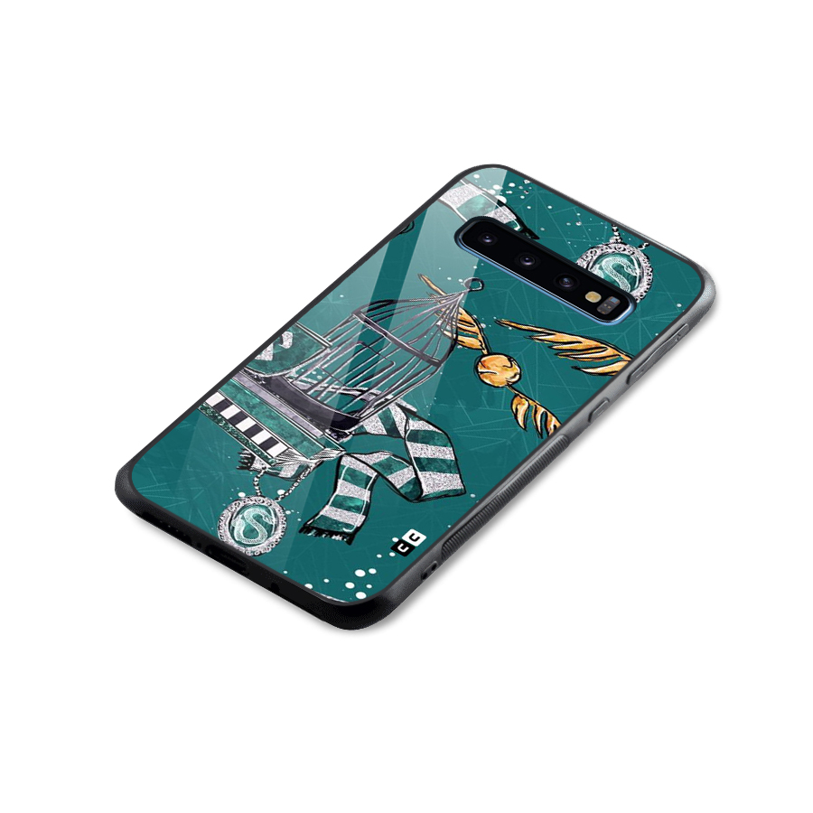 Green Scarf Glass Back Case for Galaxy S10