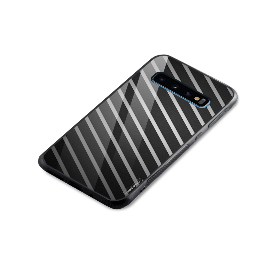 Grey And Black Stripes Glass Back Case for Galaxy S10