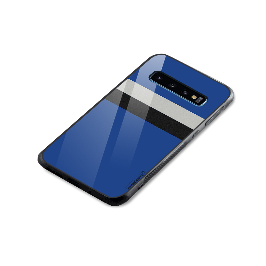 Grey Black Strips Glass Back Case for Galaxy S10
